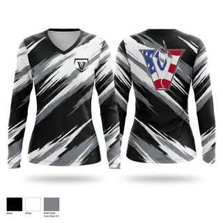 Womens Long Sleeve Vneck Shirt, Vandegrift High School Baseball, Baseball, Teamtime, Team time, sublimation, custom sports apparel, team uniforms, spirit wear, spiritwear, sports uniforms, custom shirts, team store, custom team store, fundraiser sports, apparel fundraiser