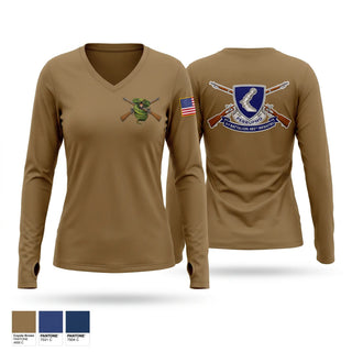 Womens Long Sleeve Vneck Shirt, 3/485th IN BN VIPERS, Army, Teamtime, Team time, sublimation, custom sports apparel, team uniforms, spirit wear, spiritwear, sports uniforms, custom shirts, team store, custom team store, fundraiser sports, apparel fundraiser