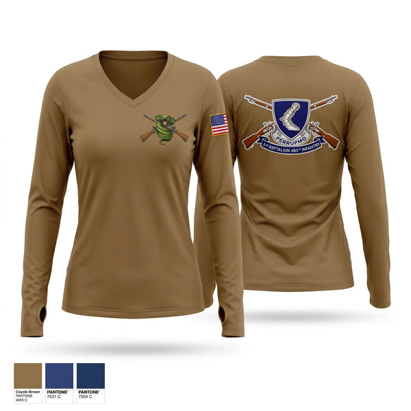 Womens Long Sleeve Vneck Shirt, 3/485th IN BN VIPERS, Army, Teamtime, Team time, sublimation, custom sports apparel, team uniforms, spirit wear, spiritwear, sports uniforms, custom shirts, team store, custom team store, fundraiser sports, apparel fundraiser