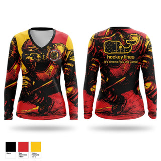Womens Long Sleeve Vneck Shirt, MD Jr. Black Bears, Ice Hockey, Teamtime, Team time, sublimation, custom sports apparel, team uniforms, spirit wear, spiritwear, sports uniforms, custom shirts, team store, custom team store, fundraiser sports, apparel fundraiser