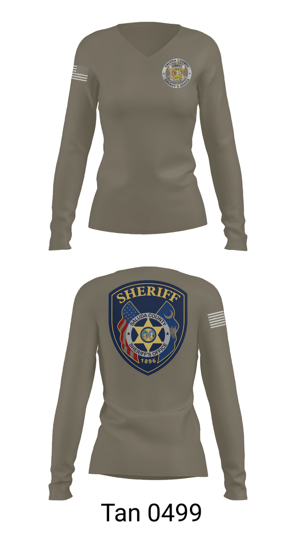 Womens Long Sleeve Vneck Shirt, Saluda County Sheriff's Office, Police, Teamtime, Team time, sublimation, custom sports apparel, team uniforms, spirit wear, spiritwear, sports uniforms, custom shirts, team store, custom team store, fundraiser sports, apparel fundraiser