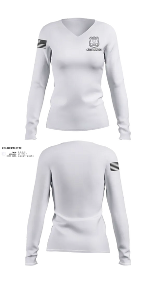 Womens Long Sleeve Vneck Shirt, 5th PCT Crime Section, , Teamtime, Team time, sublimation, custom sports apparel, team uniforms, spirit wear, spiritwear, sports uniforms, custom shirts, team store, custom team store, fundraiser sports, apparel fundraiser