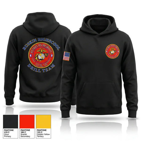Hoodie, Ruskin Highschool MCJROTC drill team, Marines, Teamtime, Team time, sublimation, custom sports apparel, team uniforms, spirit wear, spiritwear, sports uniforms, custom shirts, team store, custom team store, fundraiser sports, apparel fundraiser