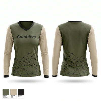 Gamblers Women's Long Sleeve V-neck Shirt - 1
