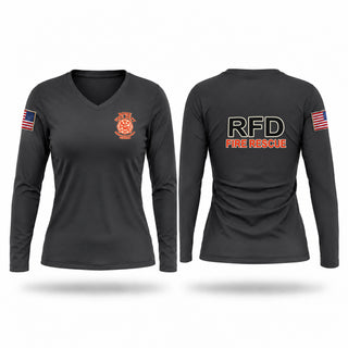Womens Long Sleeve Vneck Shirt, Rome/Floyd Fire Department, Fire Department, Teamtime, Team time, sublimation, custom sports apparel, team uniforms, spirit wear, spiritwear, sports uniforms, custom shirts, team store, custom team store, fundraiser sports, apparel fundraiser