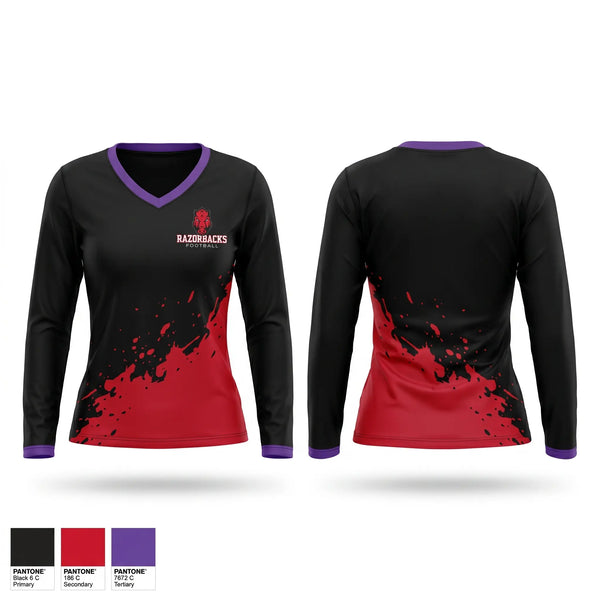 Womens Long Sleeve Vneck Shirt, Wakulla County Youth Football & Cheerleading Association Inc., Football, Teamtime, Team time, sublimation, custom sports apparel, team uniforms, spirit wear, spiritwear, sports uniforms, custom shirts, team store, custom team store, fundraiser sports, apparel fundraiser