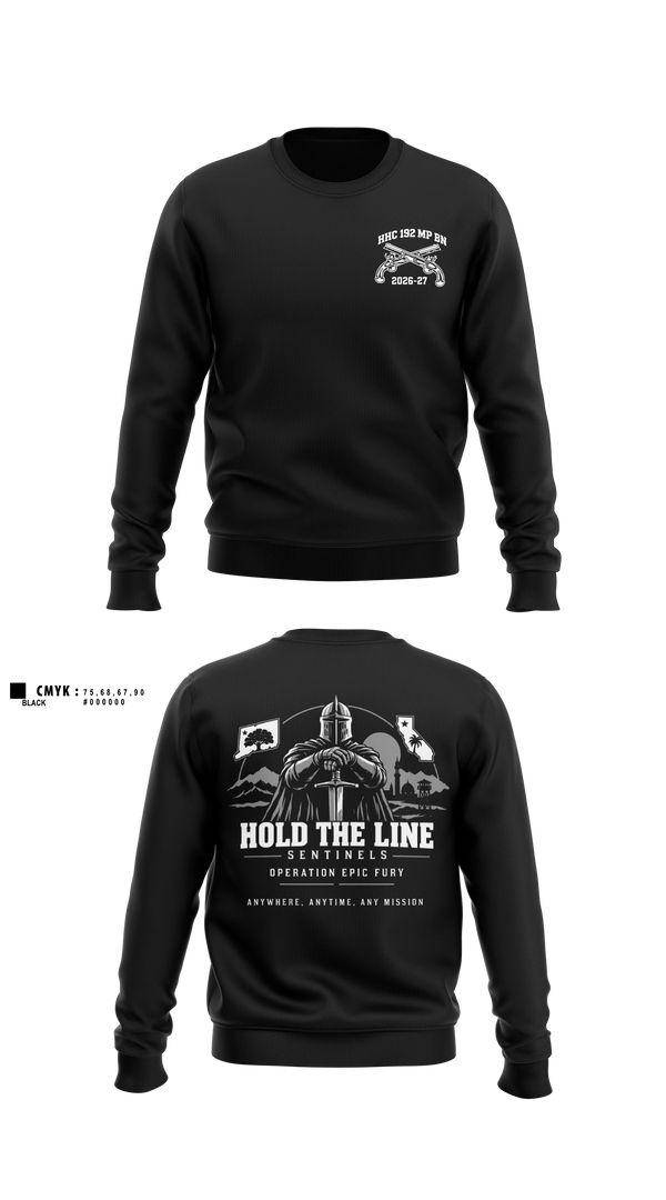 Crew Neck Sweatshirt, 192nd MP BN, Army, Teamtime, Team time, sublimation, custom sports apparel, team uniforms, spirit wear, spiritwear, sports uniforms, custom shirts, team store, custom team store, fundraiser sports, apparel fundraiser