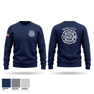 Crew Neck Sweatshirt, West city fire, Fire Department, Teamtime, Team time, sublimation, custom sports apparel, team uniforms, spirit wear, spiritwear, sports uniforms, custom shirts, team store, custom team store, fundraiser sports, apparel fundraiser