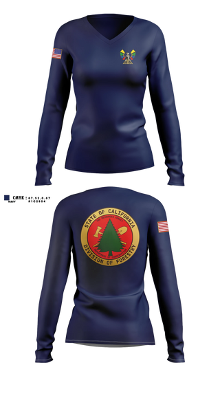 Womens Long Sleeve Vneck Shirt, CALFIRE Rainbow Fire Center, Fire Department, Teamtime, Team time, sublimation, custom sports apparel, team uniforms, spirit wear, spiritwear, sports uniforms, custom shirts, team store, custom team store, fundraiser sports, apparel fundraiser