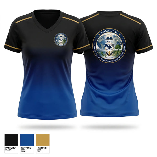 Womens Short Sleeve Vneck Shirt, DASA DE&C Partner Relationship Management, , Teamtime, Team time, sublimation, custom sports apparel, team uniforms, spirit wear, spiritwear, sports uniforms, custom shirts, team store, custom team store, fundraiser sports, apparel fundraiser