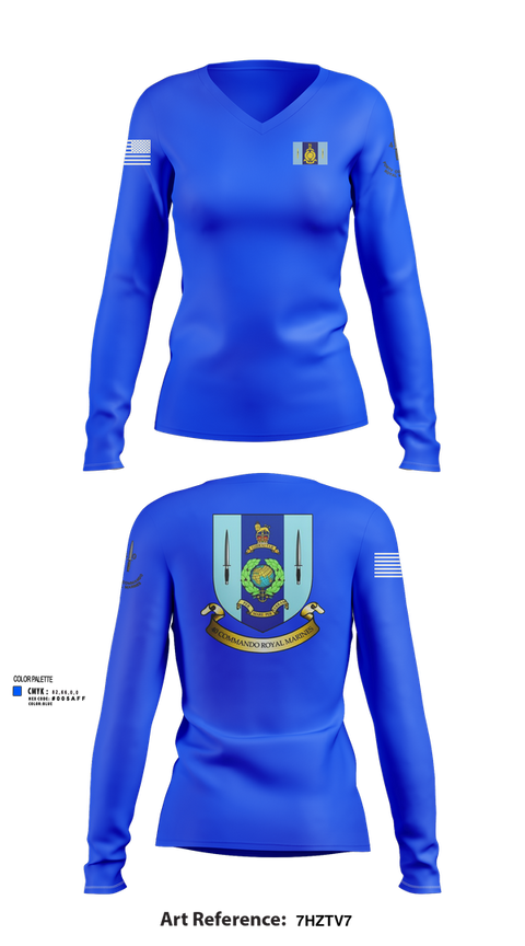 Womens Long Sleeve Vneck Shirt, 40 Royal marine commando, , Teamtime, Team time, sublimation, custom sports apparel, team uniforms, spirit wear, spiritwear, sports uniforms, custom shirts, team store, custom team store, fundraiser sports, apparel fundraiser