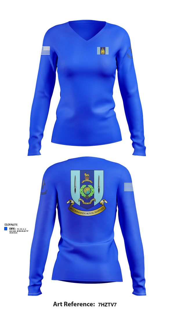 Womens Long Sleeve Vneck Shirt, 40 Royal marine commando, , Teamtime, Team time, sublimation, custom sports apparel, team uniforms, spirit wear, spiritwear, sports uniforms, custom shirts, team store, custom team store, fundraiser sports, apparel fundraiser