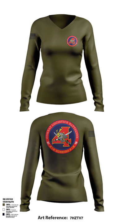 Combat Logistics Battalion 4 46395084 Women's Long Sleeve V-neck Shirt - 102