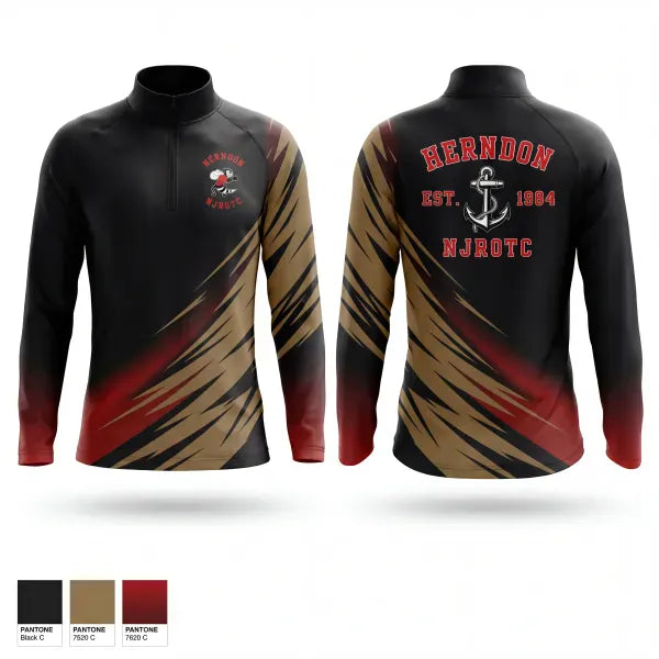 Quarter Zip Jacket, Herndon HS NJROTCHerndon High School NJROTC, Spirit Store, Teamtime, Team time, sublimation, custom sports apparel, team uniforms, spirit wear, spiritwear, sports uniforms, custom shirts, team store, custom team store, fundraiser sports, apparel fundraiser
