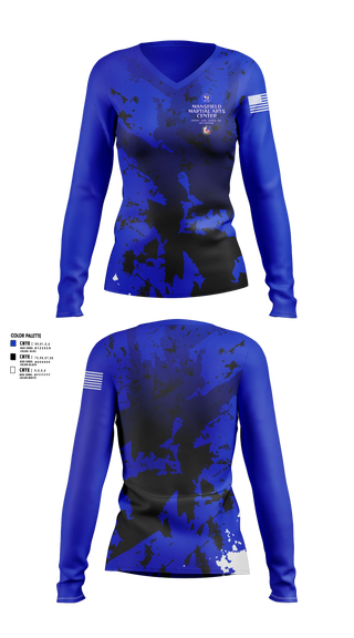 Womens Long Sleeve Vneck Shirt, Mansfield Martial Arts Center, , Teamtime, Team time, sublimation, custom sports apparel, team uniforms, spirit wear, spiritwear, sports uniforms, custom shirts, team store, custom team store, fundraiser sports, apparel fundraiser