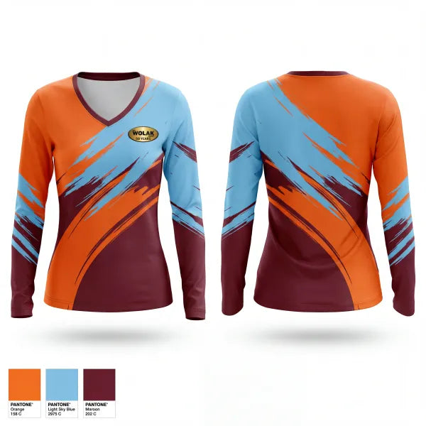 Womens Long Sleeve Vneck Shirt, The Wolak Group, , Teamtime, Team time, sublimation, custom sports apparel, team uniforms, spirit wear, spiritwear, sports uniforms, custom shirts, team store, custom team store, fundraiser sports, apparel fundraiser