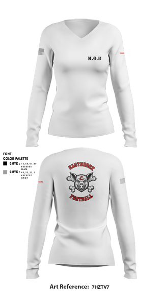 Womens Long Sleeve Vneck Shirt, Eastbrook Football, Army, Teamtime, Team time, sublimation, custom sports apparel, team uniforms, spirit wear, spiritwear, sports uniforms, custom shirts, team store, custom team store, fundraiser sports, apparel fundraiser