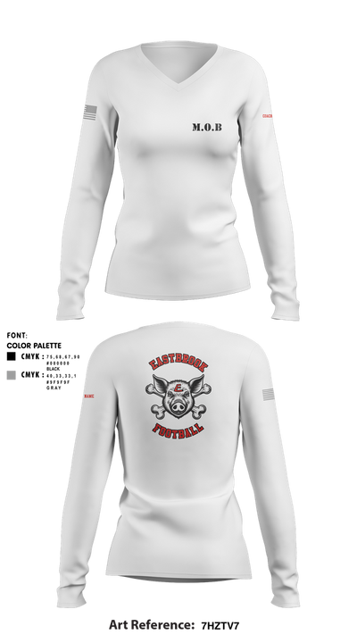 Eastbrook Football 93243823 Women's Long Sleeve V-neck Shirt - 7