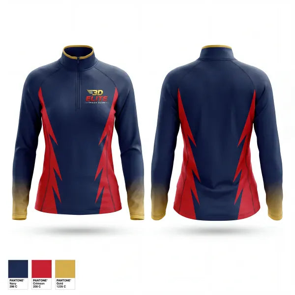Quarter Zip Jacket, 3D Elite Track Club, Track & Field, Teamtime, Team time, sublimation, custom sports apparel, team uniforms, spirit wear, spiritwear, sports uniforms, custom shirts, team store, custom team store, fundraiser sports, apparel fundraiser