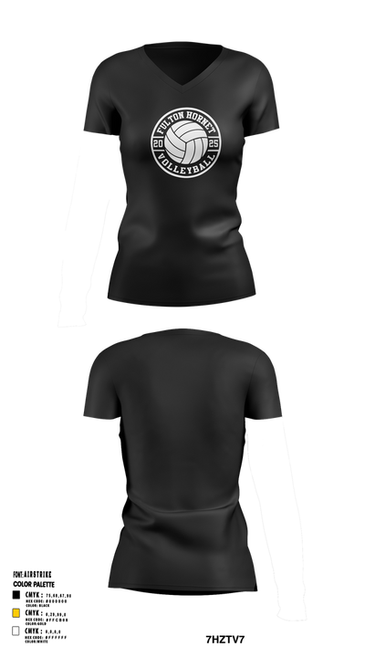 Fulton Hornets Volleyball 2109718 Women's Short Sleeve V-neck Shirt - 2