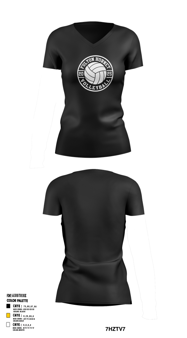 Womens Short Sleeve Vneck Shirt, Fulton Hornets Volleyball, Women's Volleyball, Teamtime, Team time, sublimation, custom sports apparel, team uniforms, spirit wear, spiritwear, sports uniforms, custom shirts, team store, custom team store, fundraiser sports, apparel fundraiser