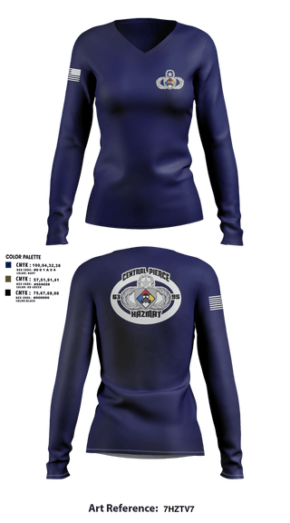Womens Long Sleeve Vneck Shirt, Central Pierce HazmatCentral Pierce Hazmat, Fire Department, Teamtime, Team time, sublimation, custom sports apparel, team uniforms, spirit wear, spiritwear, sports uniforms, custom shirts, team store, custom team store, fundraiser sports, apparel fundraiser