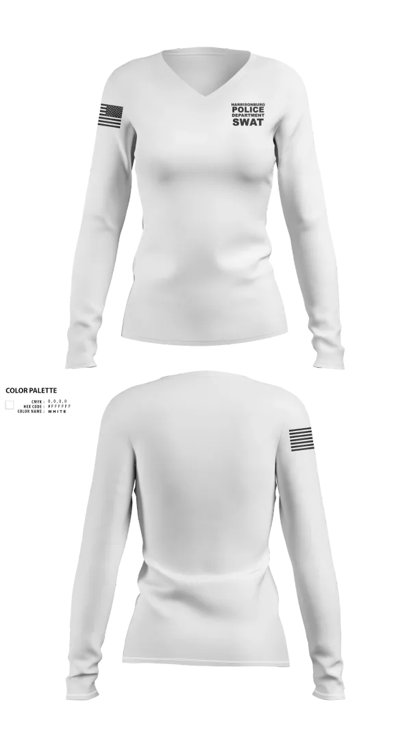 Womens Long Sleeve Vneck Shirt, Harrisonburg Police Department SWAT, , Teamtime, Team time, sublimation, custom sports apparel, team uniforms, spirit wear, spiritwear, sports uniforms, custom shirts, team store, custom team store, fundraiser sports, apparel fundraiser