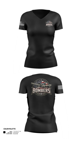 Womens Short Sleeve Vneck Shirt, Bombers, Baseball, Teamtime, Team time, sublimation, custom sports apparel, team uniforms, spirit wear, spiritwear, sports uniforms, custom shirts, team store, custom team store, fundraiser sports, apparel fundraiser