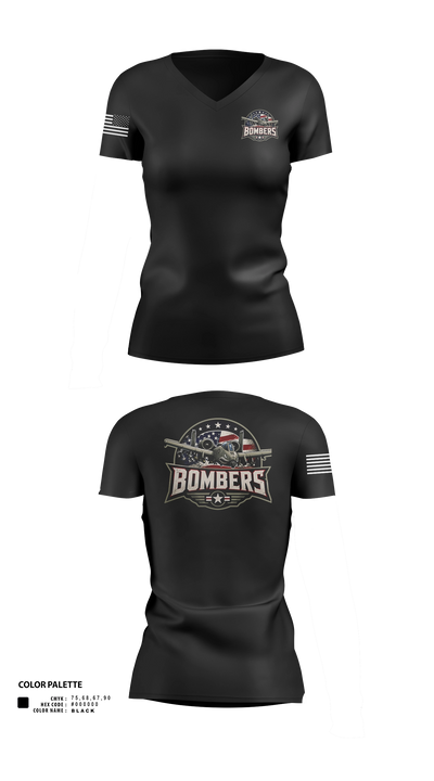 Bombers Women's Short Sleeve V-neck Shirt - 21