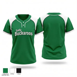 Two Button Softball Jersey, Lady Buckaroos, Softball, Teamtime, Team time, sublimation, custom sports apparel, team uniforms, spirit wear, spiritwear, sports uniforms, custom shirts, team store, custom team store, fundraiser sports, apparel fundraiser