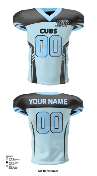 Football Jersey, Cubs, Cheer, Teamtime, Team time, sublimation, custom sports apparel, team uniforms, spirit wear, spiritwear, sports uniforms, custom shirts, team store, custom team store, fundraiser sports, apparel fundraiser