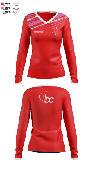 Womens Long Sleeve Vneck Shirt, Viva Dance Collective, Cheer, Teamtime, Team time, sublimation, custom sports apparel, team uniforms, spirit wear, spiritwear, sports uniforms, custom shirts, team store, custom team store, fundraiser sports, apparel fundraiser