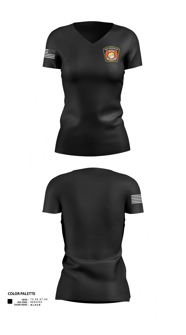 Womens Short Sleeve Vneck Shirt, New Underwood VFD, Fire Department, Teamtime, Team time, sublimation, custom sports apparel, team uniforms, spirit wear, spiritwear, sports uniforms, custom shirts, team store, custom team store, fundraiser sports, apparel fundraiser