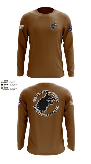 Long Sleeve Performance Shirt, Wolf Combatives, Army, Teamtime, Team time, sublimation, custom sports apparel, team uniforms, spirit wear, spiritwear, sports uniforms, custom shirts, team store, custom team store, fundraiser sports, apparel fundraiser
