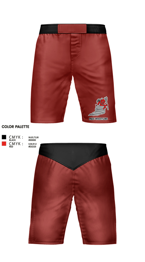 Fight Shorts, Page High School Wrestling, Wrestling, Teamtime, Team time, sublimation, custom sports apparel, team uniforms, spirit wear, spiritwear, sports uniforms, custom shirts, team store, custom team store, fundraiser sports, apparel fundraiser