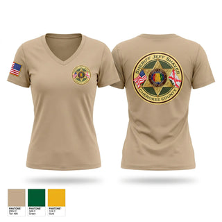 Womens Short Sleeve Vneck Shirt, Cherokee County Sheriff’s Office, Police, Teamtime, Team time, sublimation, custom sports apparel, team uniforms, spirit wear, spiritwear, sports uniforms, custom shirts, team store, custom team store, fundraiser sports, apparel fundraiser