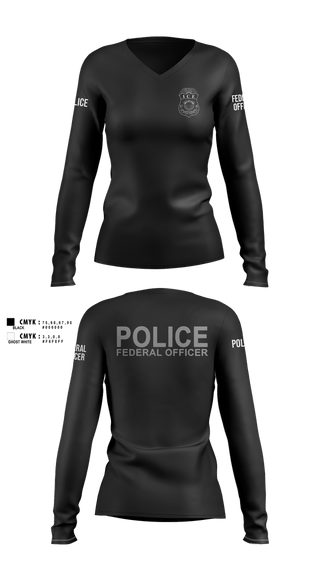 Womens Long Sleeve Vneck Shirt, ICE ERO Atlanta, Police, Teamtime, Team time, sublimation, custom sports apparel, team uniforms, spirit wear, spiritwear, sports uniforms, custom shirts, team store, custom team store, fundraiser sports, apparel fundraiser