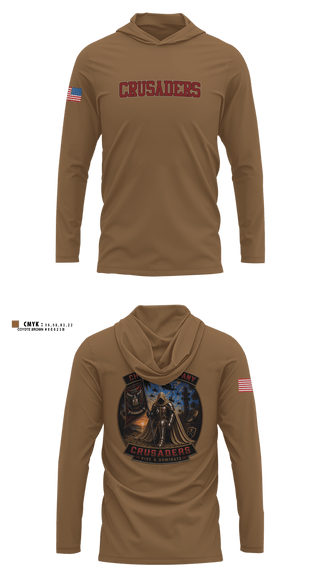 Long Sleeve Hooded Sun Shirt, CRUSADERS, Army, Teamtime, Team time, sublimation, custom sports apparel, team uniforms, spirit wear, spiritwear, sports uniforms, custom shirts, team store, custom team store, fundraiser sports, apparel fundraiser