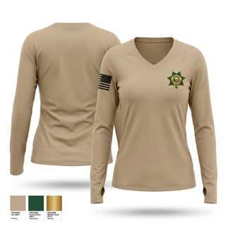 Womens Long Sleeve Vneck Shirt, Ouachita County Sheriff's Department, Police, Teamtime, Team time, sublimation, custom sports apparel, team uniforms, spirit wear, spiritwear, sports uniforms, custom shirts, team store, custom team store, fundraiser sports, apparel fundraiser