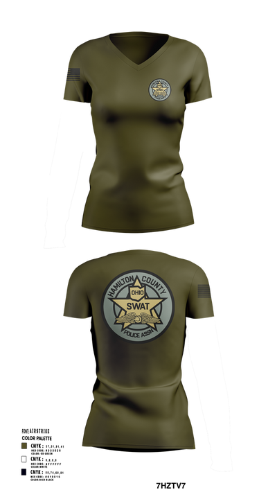 HCPA Swat 1437477 Women's Short Sleeve V-neck Shirt - 101