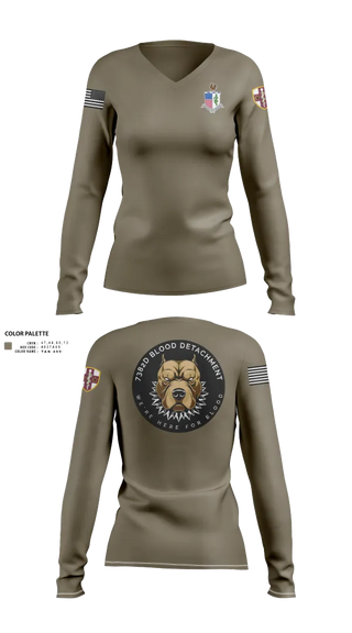 Womens Long Sleeve Vneck Shirt, 7236 Medical Support Unit, Army, Teamtime, Team time, sublimation, custom sports apparel, team uniforms, spirit wear, spiritwear, sports uniforms, custom shirts, team store, custom team store, fundraiser sports, apparel fundraiser