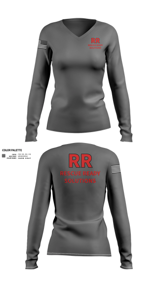 Womens Long Sleeve Vneck Shirt, Rescue Ready Solutions, , Teamtime, Team time, sublimation, custom sports apparel, team uniforms, spirit wear, spiritwear, sports uniforms, custom shirts, team store, custom team store, fundraiser sports, apparel fundraiser
