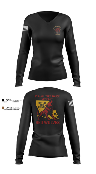 Womens Long Sleeve Vneck Shirt, 239th Military Police Company, , Teamtime, Team time, sublimation, custom sports apparel, team uniforms, spirit wear, spiritwear, sports uniforms, custom shirts, team store, custom team store, fundraiser sports, apparel fundraiser