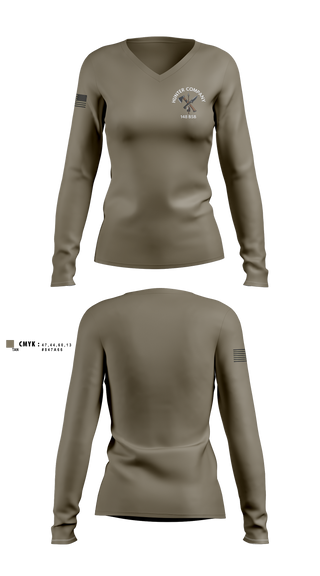 Womens Long Sleeve Vneck Shirt, H Co 148th BSB, National Guard, Teamtime, Team time, sublimation, custom sports apparel, team uniforms, spirit wear, spiritwear, sports uniforms, custom shirts, team store, custom team store, fundraiser sports, apparel fundraiser