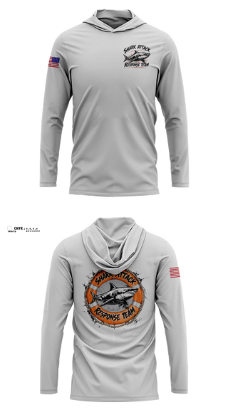 Long Sleeve hooded sunshirt, Shark Attack Response Team, , Teamtime, Team time, sublimation, custom sports apparel, team uniforms, spirit wear, spiritwear, sports uniforms, custom shirts, team store, custom team store, fundraiser sports, apparel fundraiser