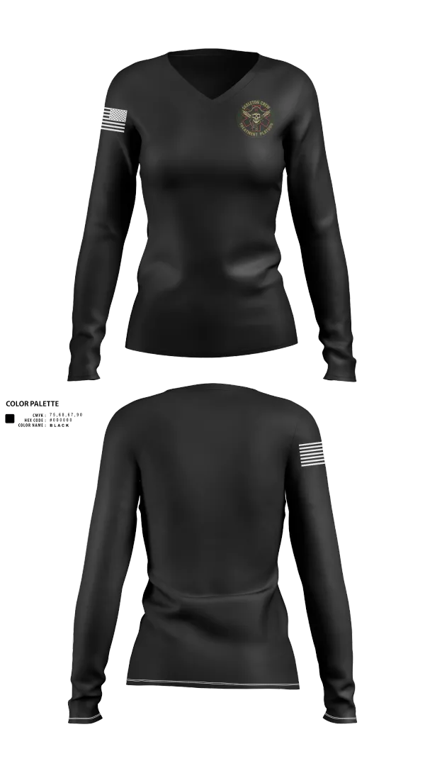Womens Long Sleeve Vneck Shirt, TXT, Army, Teamtime, Team time, sublimation, custom sports apparel, team uniforms, spirit wear, spiritwear, sports uniforms, custom shirts, team store, custom team store, fundraiser sports, apparel fundraiser