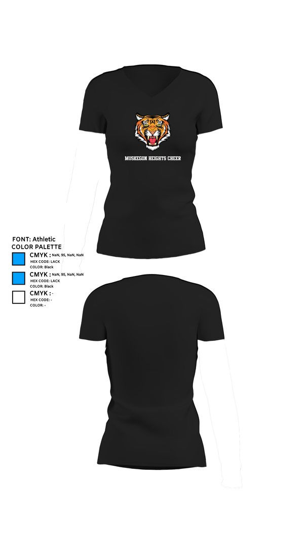 Womens Short Sleeve Vneck Shirt, Muskegon Heights Cheer, Cheer, Teamtime, Team time, sublimation, custom sports apparel, team uniforms, spirit wear, spiritwear, sports uniforms, custom shirts, team store, custom team store, fundraiser sports, apparel fundraiser
