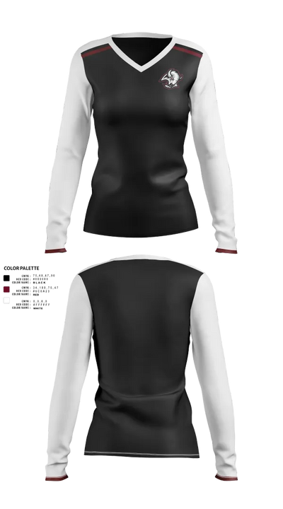 Rawlins County Senior High School 10337825 Women's Long Sleeve V-neck Shirt - 21
