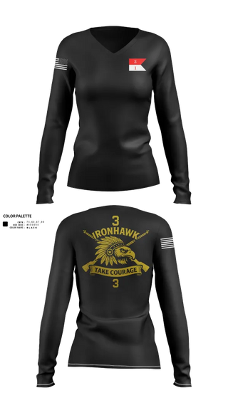 Womens Long Sleeve Vneck Shirt, Comanche Squad, Army, Teamtime, Team time, sublimation, custom sports apparel, team uniforms, spirit wear, spiritwear, sports uniforms, custom shirts, team store, custom team store, fundraiser sports, apparel fundraiser