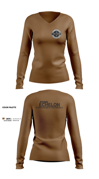 Womens Long Sleeve Vneck Shirt, Prime Echelon, , Teamtime, Team time, sublimation, custom sports apparel, team uniforms, spirit wear, spiritwear, sports uniforms, custom shirts, team store, custom team store, fundraiser sports, apparel fundraiser